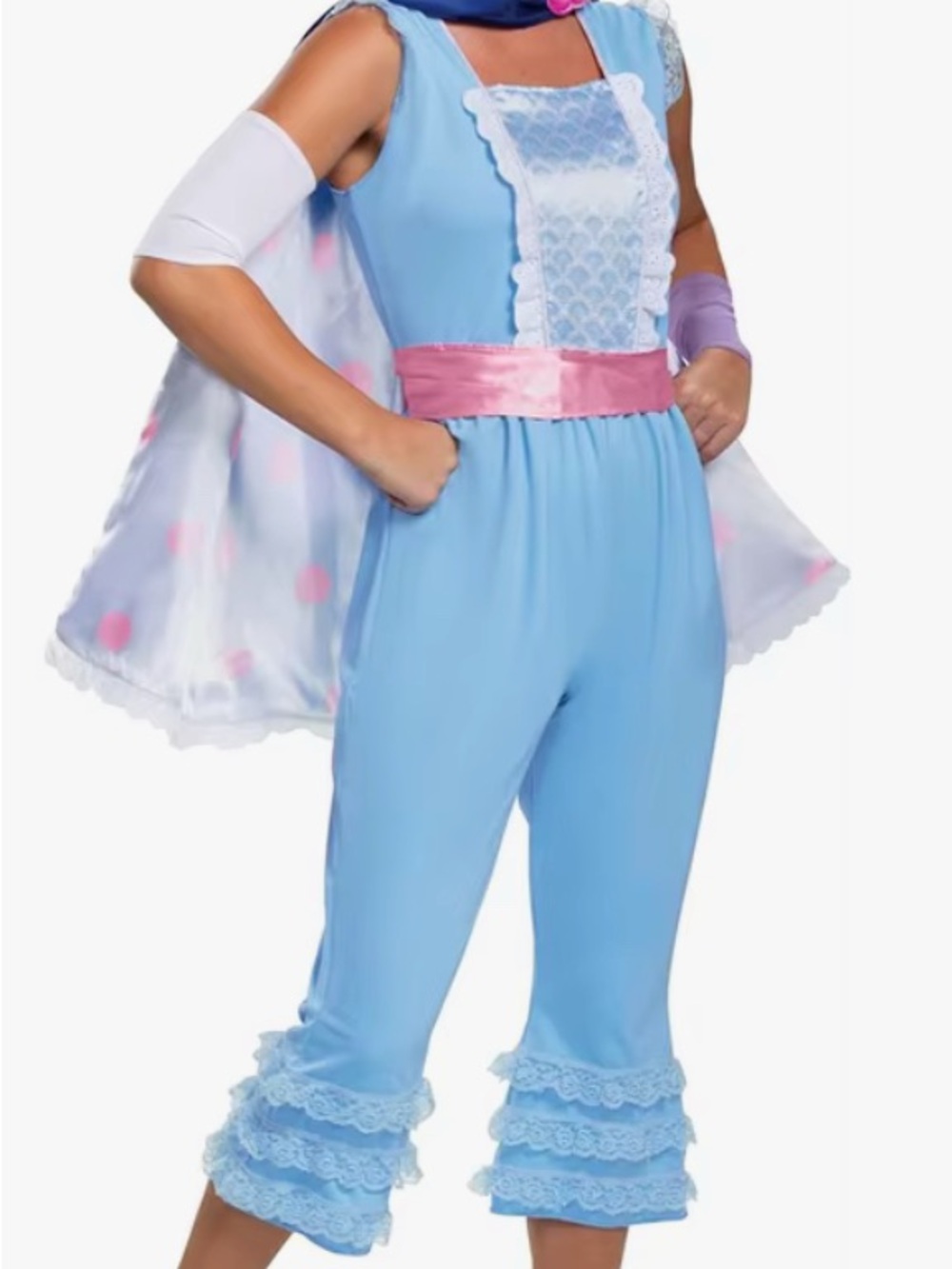 Disney Pixar Toy Story 4 Bo Peep Costume – Blue Jumpsuit, Cape & Pink Bow